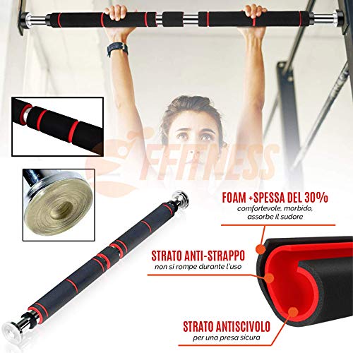 FFITNESS Door 60-100 Pull Up Bar-Barra de dominadas, Unisex Adulto, Negro, 60-100 cm