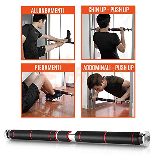 FFITNESS Door 60-100 Pull Up Bar-Barra de dominadas, Unisex Adulto, Negro, 60-100 cm