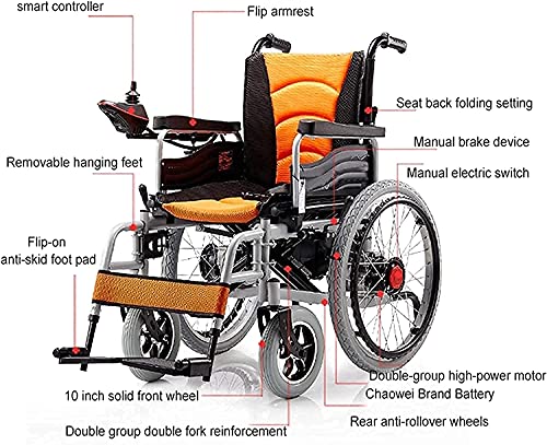 FGVDJ Silla de Ruedas eléctrica Antideslizante Pendiente Plegable Silla de Ruedas eléctrica portátil discapacitados Scooter de Cuatro Ruedas para Ancianos