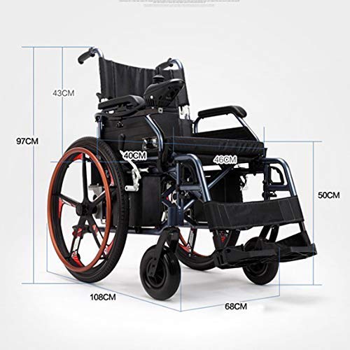 FGVDJ Silla de Ruedas eléctrica, Plegable, Plegable, Resistente al Desgaste, Scooter automático de Empuje (Negro)