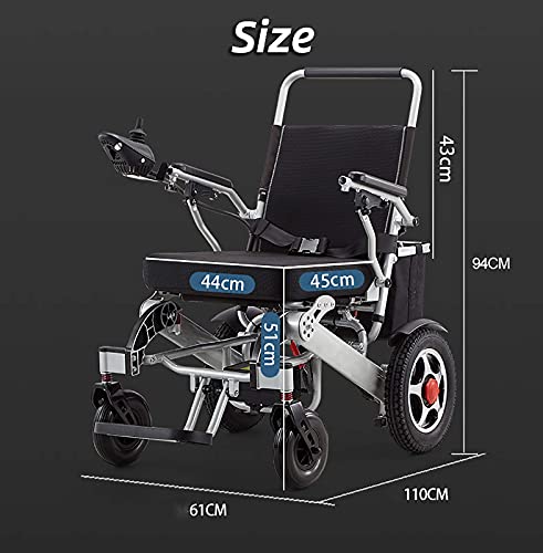 FGVDJ Silla de Ruedas eléctrica portátil y Liviana, Silla de Ruedas eléctrica compacta, Silla de Ruedas motorizada de Viaje para Todo Terreno, Silla de Ruedas eléctrica de viaj