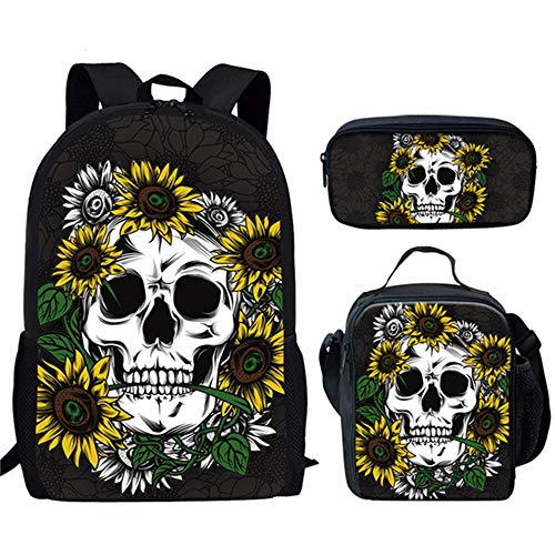 fhdc Mochila Mochila Divertida con Estampado De Calavera De Girasol Mochila Estudiantes Mochila Escolar De Moda Mochila Ortopédica para Niños Mochila   Hxa639Cgk