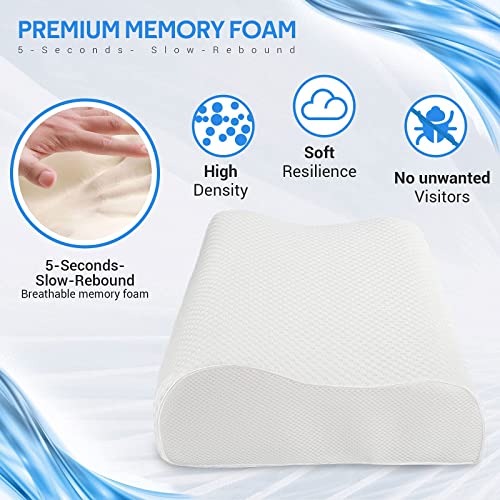 Findigit Almohada de Espuma Viscoelástica para Dolores Cervicales, Almohada Ortopédica con Espuma Viscoelástica,Funda de Extraíble y Lavable 60 * 35CM