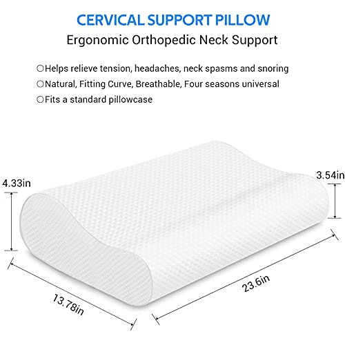 Findigit Almohada de Espuma Viscoelástica para Dolores Cervicales, Almohada Ortopédica con Espuma Viscoelástica,Funda de Extraíble y Lavable 60 * 35CM