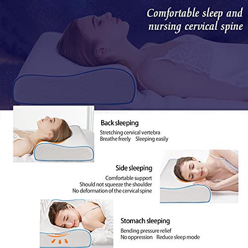 Findigit Almohada Espuma de Memoria, Almohada Viscoelastica, Almohada de Altura Seleccionable, Almohada Cervical, Almohada Ortopédica para Cama, Funda Extraíble y Lavable (Azul con Agujeros)