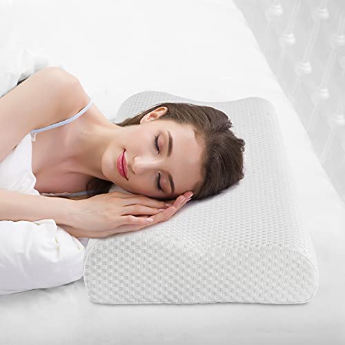 Findigit Almohada Viscoelastica, Almohada Cervical con Altura Ajustable, Reduce Dolores Cervicales，Forma Ergonómica Adecuada para Todos los Durmientes, Cubierta de Fibra de Bambú