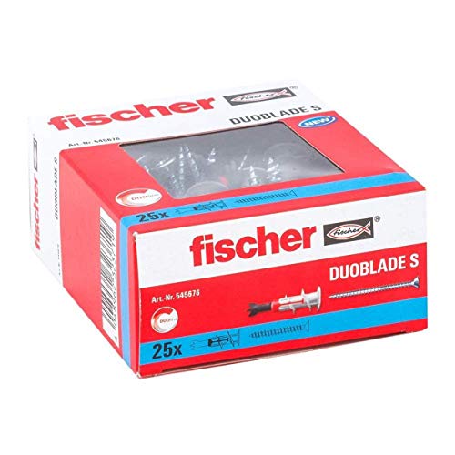 fischer - Tacos para yeso autoperforantes DuoBlade para colgar cuadros, lámparas, Caja tacos pladur y yeso 25 uds