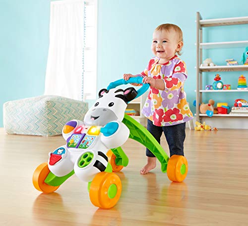 Fisher-Price Andador Cebra Parlanchina Primeros Pasos con Musica y Luces, Correpasillo + 6 Meses (Mattel GXC34), Paquete del fabricante