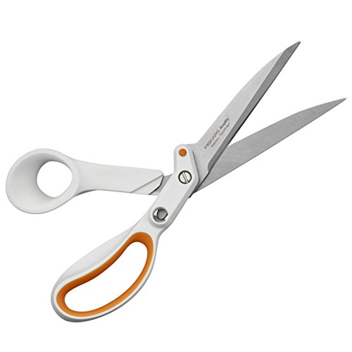 Fiskars Razor Edge Tijeras multiuso, Longitud: 24 cm, Acero inoxidable/Plástico, Blanco/Naranja, Amplify, 1005225