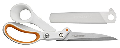 Fiskars Razor Edge Tijeras multiuso, Longitud: 24 cm, Acero inoxidable/Plástico, Blanco/Naranja, Amplify, 1005225