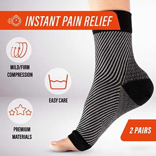 FIT NATION Medias de compresión para la Fascitis Plantar, negro, L/XL (2 Pares por Lote)