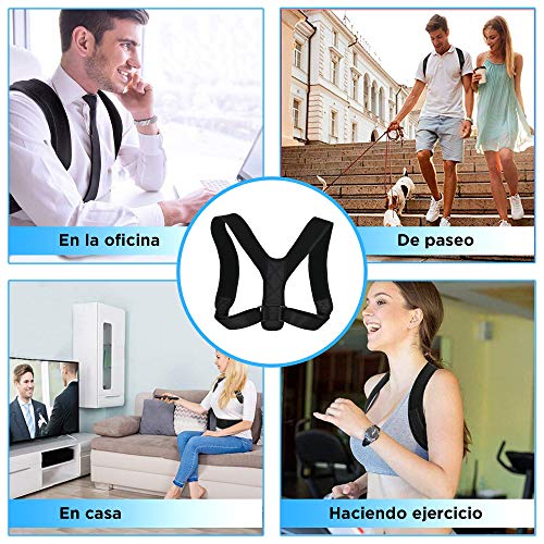 Fithil Corrector de Postura para Espalda Recta, Cuello y Hombros, Soporte Columna Cervical para Mujer y Hombre, Faja Lumbar Comoda sin Dolor para Oficina, Casa y Deporte (L / 106-135cm)