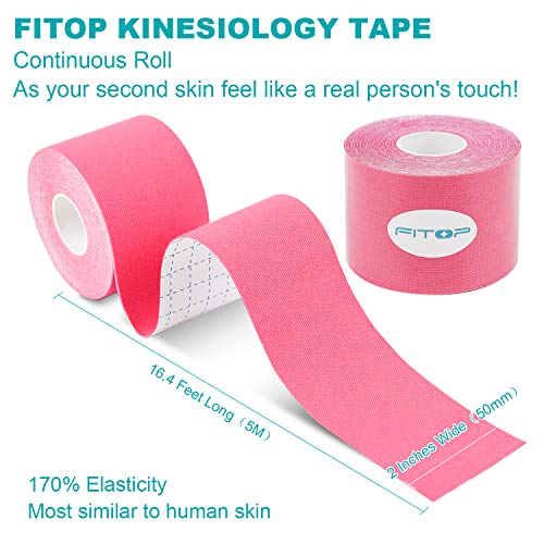 FITOP Rollo de Cinta de Kinesiología de Algodón 5 m x 5 cm (Rosa)