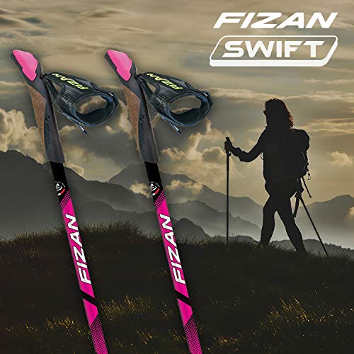 FIZAN Modelo Speed, Swift Bastones de Marcha nórdica de Aluminio ultraligeros Regulables, Rosa Fluo, Adultos Unisex, Talla S