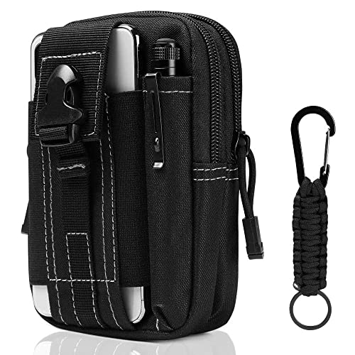 flintronic Bolsa Cintura Táctica, Bolso Cinturón Táctica Militar Compacta 1000D Nylon para Herramientas Pequeñas de Multiusos Teléfono Móvil al Aire Libre Deportes Senderismo y Camping, con Mosquetón