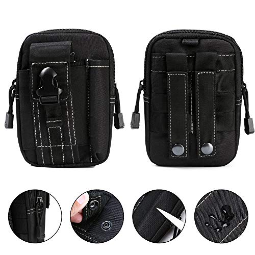 flintronic Bolsa Cintura Táctica, Bolso Cinturón Táctica Militar Compacta 1000D Nylon para Herramientas Pequeñas de Multiusos Teléfono Móvil al Aire Libre Deportes Senderismo y Camping, con Mosquetón