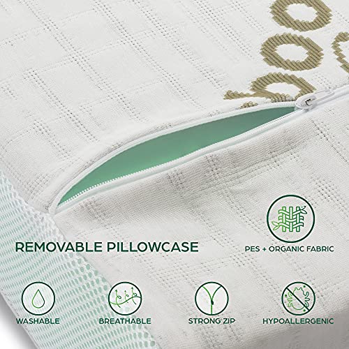 Flowen Almohada Viscoelastica Cervical Dispositivo Médico Ortopédico Cojin para Dormir Ortopedica en Aloe Vera Antironquidos de Cama Almohada Hipoalergénica y Antiácaros Ergonómica Made in Italy