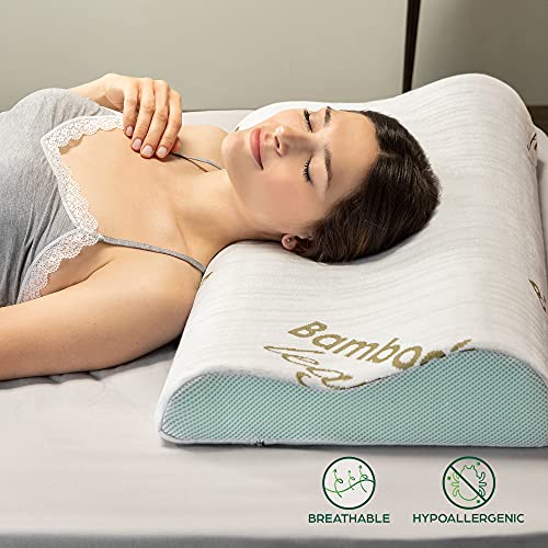 Flowen Almohada Viscoelastica Cervical Dispositivo Médico Ortopédico Cojin para Dormir Ortopedica en Aloe Vera Antironquidos de Cama Almohada Hipoalergénica y Antiácaros Ergonómica Made in Italy