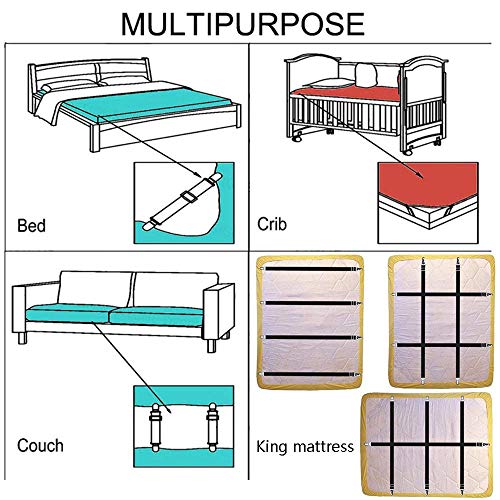 FLSLHS Clips para sábanas, sujetadores de sábanas, tirantes, clips, aptos para todos los colchones cuadrados, color negro (4 paquetes/juego)