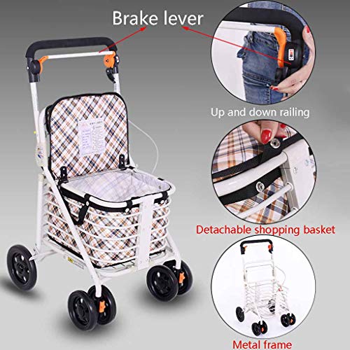 Folding trolley Caminante Plegable de 6 Ruedas para Ancianos, Carrito de Compras, Carrito de Compras para Ancianos, Caminar en el Parque