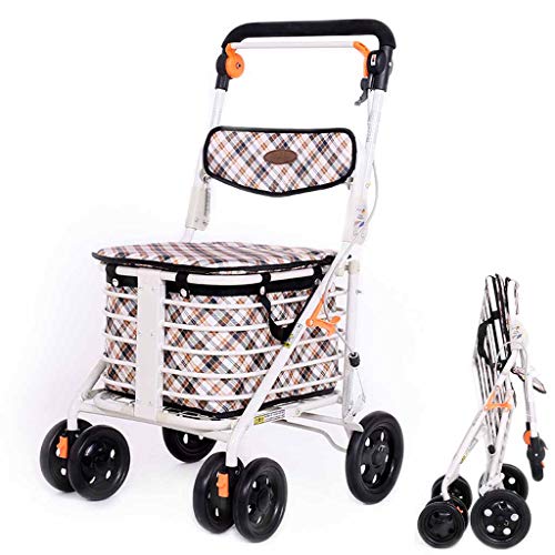 Folding trolley Caminante Plegable de 6 Ruedas para Ancianos, Carrito de Compras, Carrito de Compras para Ancianos, Caminar en el Parque