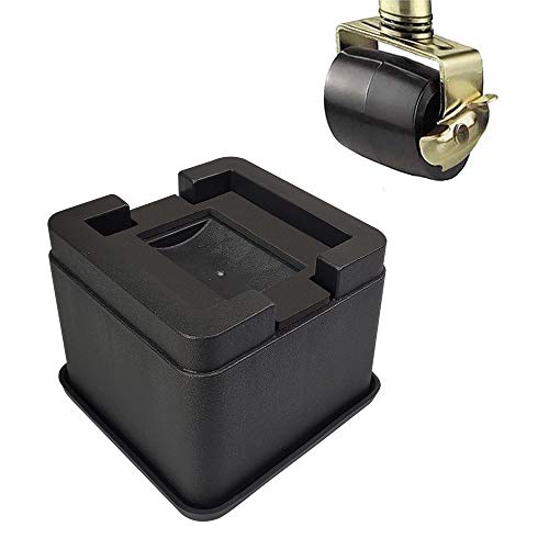 FONDDI Elevadores apilables para cama y muebles – 7,2 cm (3 pulgadas), ruedas cuadradas negras antideslizantes para todo tipo de escritorios, sofás, sillas, dormitorios, paquete de 4