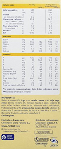 Fontactiv 8 cereales 600 grs, papilla de cereales de alto valor nutricional para adultos y mayores, Mezcla de 8 cereales : trigo, arroz, cebada, centeno, maíz, mijo, sorgo y avena.