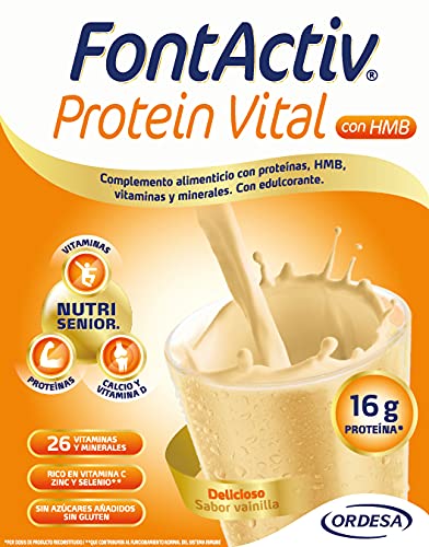 FONTACTIV Protein Vital Complemento Nutricional Para Adultos, Hiperproteico Con Hmb Y Alto Contenido En Vitaminas Y Minerales, 14 Sobres, Vainilla