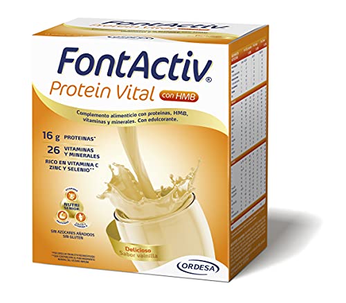 FONTACTIV Protein Vital Complemento Nutricional Para Adultos, Hiperproteico Con Hmb Y Alto Contenido En Vitaminas Y Minerales, 14 Sobres, Vainilla