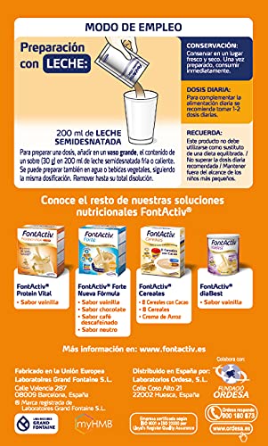 FONTACTIV Protein Vital, Complemento Nutricional Para Adultos, Hiperproteico Con Hmb Y Alto Contenido En Vitaminas Y Minerales, Sabor, 4 Sobres, Chocolate