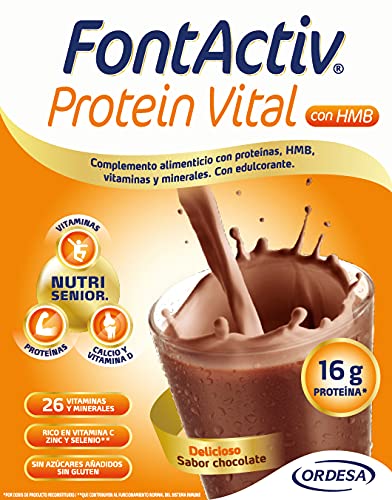 FONTACTIV Protein Vital, Complemento Nutricional Para Adultos, Hiperproteico Con Hmb Y Alto Contenido En Vitaminas Y Minerales, Sabor, 4 Sobres, Chocolate