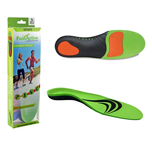 FootActive Sports - Plantillas ortopédicas avanzadas de alta intensidad para deportes, atletismo, ocio, trabajo y juegos - Máximo confort y absorción de choque, Verde (verde), 42/43 EU