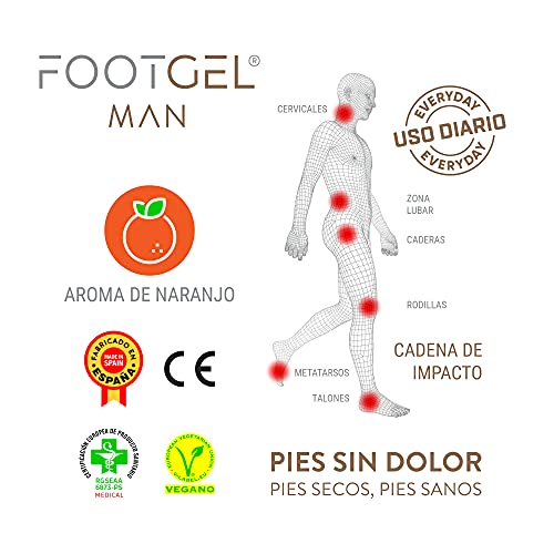 Footgel - Plantilla Extra cómoda de uso diario para hombre (Naranjo, 43-46)