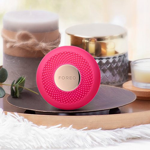 FOREO UFO mini Dispositivo de tratamiento facial con pulsaciones T-sonic, termoterapia y terapia de luz LED para todo tipo de pieles, Fuchsia