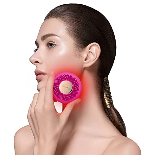 FOREO UFO mini Dispositivo de tratamiento facial con pulsaciones T-sonic, termoterapia y terapia de luz LED para todo tipo de pieles, Fuchsia