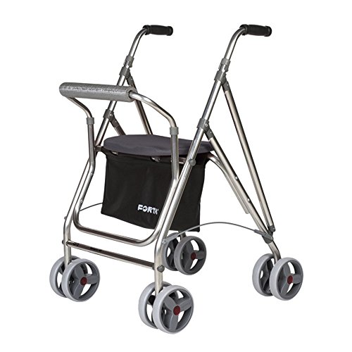 Forta Andador para Personas Mayores, Rollator de Aluminio con Asiento, Andador de Aluminio Plegable, Color Azul