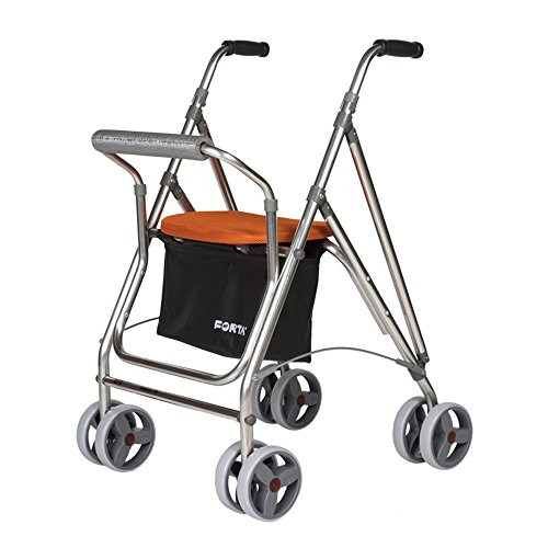 Forta Andador para Personas Mayores, Rollator de Aluminio con Asiento, Andador de Aluminio Plegable, Color Azul