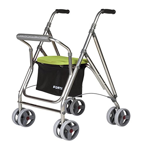 Forta Andador para Personas Mayores, Rollator de Aluminio con Asiento, Andador de Aluminio Plegable, Color Azul