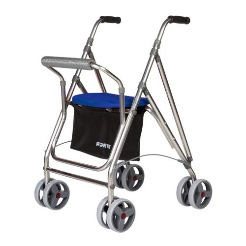 Forta Andador para Personas Mayores, Rollator de Aluminio con Asiento, Andador de Aluminio Plegable, Color Azul