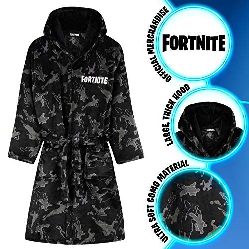 Fortnite Bata Forro Polar Niño, Albornoz Niño con Capucha y Cinturon, Batas de Casa Suaves, Regalos Para Niños y Adolescentes Edad 7-14 Años (Camuflaje, 7-8 Años, 7_years)