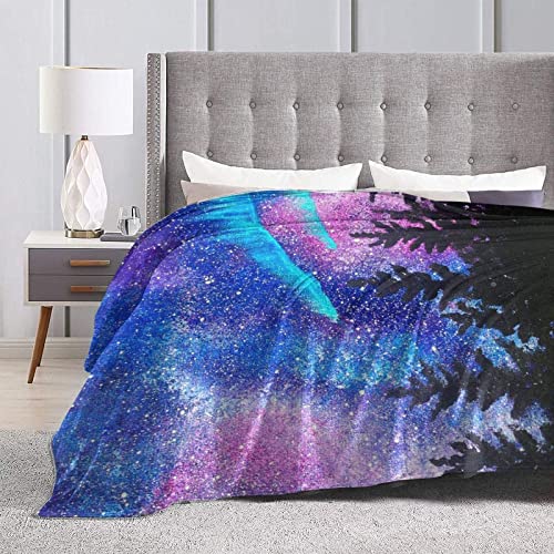 Franela Fleece Manta, Paisaje de Auroras boreales Lanza Manta para Silla de Cama Individual, Súper Suave Microfibra Sofá, Fuzzy Acogedor 150*125cm