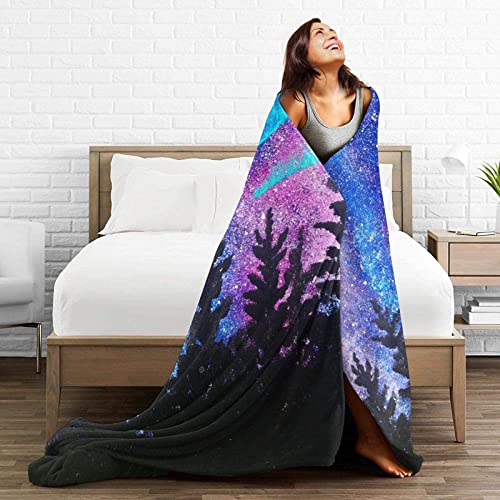 Franela Fleece Manta, Paisaje de Auroras boreales Lanza Manta para Silla de Cama Individual, Súper Suave Microfibra Sofá, Fuzzy Acogedor 150*125cm