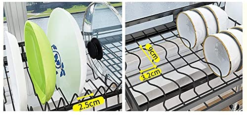 Fregadero de lavamanos Drishing Rack El plato de fregadero Tendedero portátil, plato de acero inoxidable Drenador de plato Drenador Estante Estante Almacenamiento Organizador Cocina Negro 85 cm