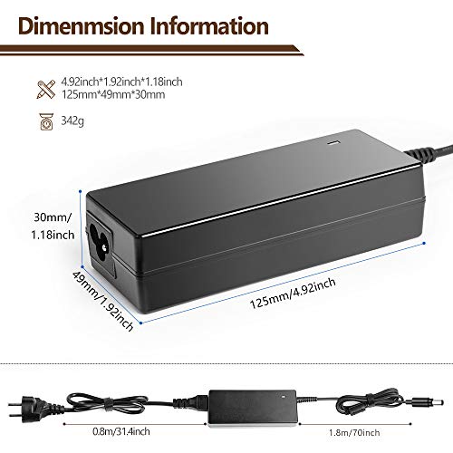 Fuente de alimentación 42V 2A Cargador de batería para scooter Xiaomi Mi M365, 1S, Essential, Pro 2 Scooter eléctrico Ninebot Segway ES1 ES2 ES4 E22E E25E E45E, Aovo Pro E-Bike Cable adaptador enchufe