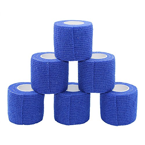 Fuluning - Rollo de cinta adhesiva de vendaje flexible, no tejida, 5 cm, 6 rollos de cinta adhesiva azul oscuro