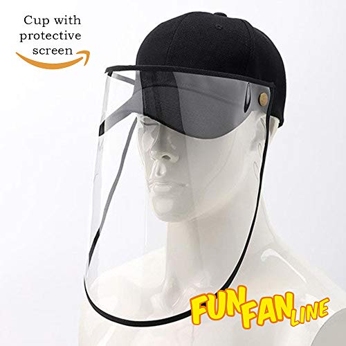 FUN FAN LINE - Gorra de béisbol con Pantalla o máscara Facial Protectora Transparente para Mayor Seguridad. Protector de Cara. (Gris Oscuro)