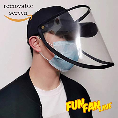 FUN FAN LINE - Gorra de béisbol con Pantalla o máscara Facial Protectora Transparente para Mayor Seguridad. Protector de Cara. (Gris Oscuro)