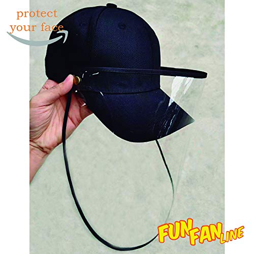 FUN FAN LINE - Gorra de béisbol con Pantalla o máscara Facial Protectora Transparente para Mayor Seguridad. Protector de Cara. (Gris Oscuro)