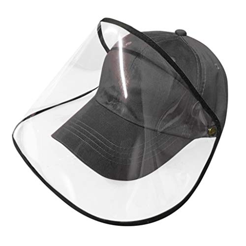 FUN FAN LINE - Gorra de béisbol con Pantalla o máscara Facial Protectora Transparente para Mayor Seguridad. Protector de Cara. (Gris Oscuro)