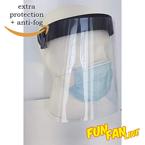 FUN FAN LINE - Pack x2 de Máscaras de protección, caretas de plástico, pantallas para la cara, protectores faciales de seguridad transparente